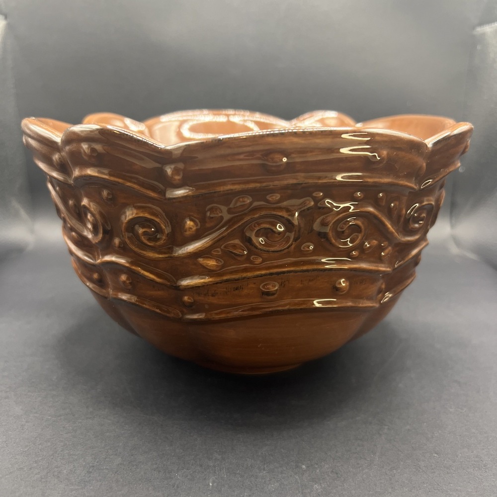 Celebrating Home Stoneware Collection Medium Bowl Brown Glaze Venetian Spice